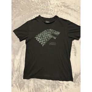 Game Of Thrones T Shirt Mens L Black Stark Dire Wolf HBO Graphic Tee
